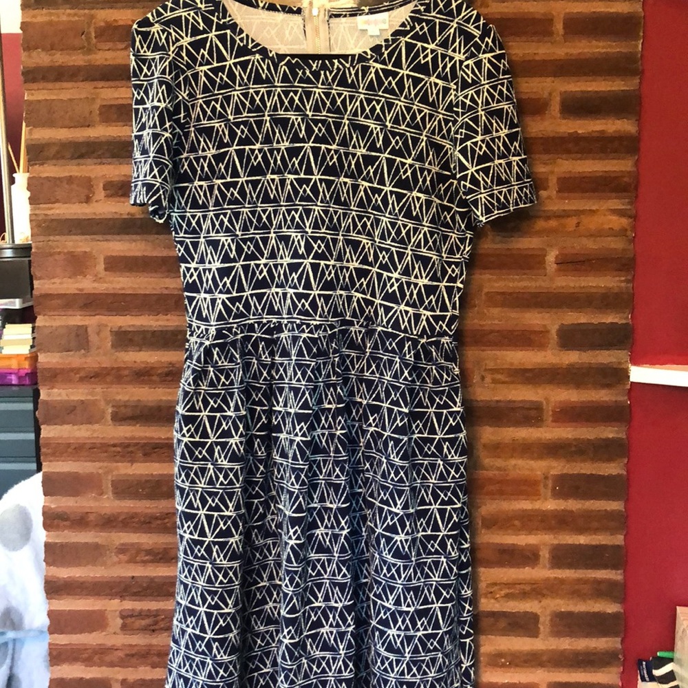 Navy white patterned Amelia dress.